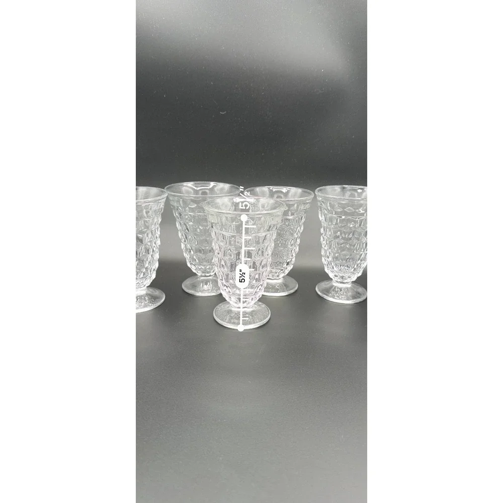 Vtg Fostoria American Clear Footed Iced Tea Glass Tumbler Set of 6 Cubed Pattern